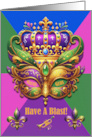 Mardi Gras Have a Blast Mask and Crown card