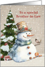 Brother in Law Christmas with Snowman and Tree card