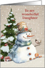 To Daughter Holly Jolly Christmas with Snowman and Tree card