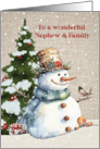 Nephew and Family Christmas with Snowman and Tree card