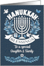 Daughter and Family Hanukkah Blessings Menorah and Word Art card