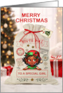 For Young Girl Christmas Santa Sack African American Girl card