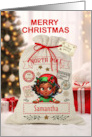 Samantha Custom Name Christmas Santa Sack African American Girl card