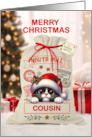 Cousin Cute Cat and Christmas Santa Sack card