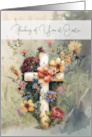 For Anyone Easter Thinking of You Cross with Flowers card