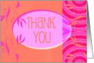 Floral Shadows in Orange and Pink Thank You card