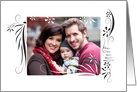 White and Black Floral Any Occasion Photo Card