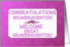 New Baby Congratulations to Granddaughter on First Great Granddaughter card