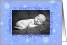 Blue Polka Dots Beautiful Baby Boy Announcement Photo Card