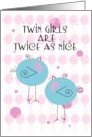 Welcome Twin Baby Girls Birdies card