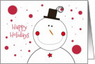 Happy Holidays Happy Smiling Snowman with Top Hat card