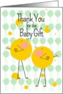 Thank You for the Baby Gift for Twins with Twin Yellow Birdies card