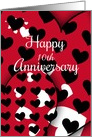 Happy Anniversary Crazy Hearts with Customizable Year card