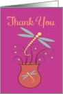 Thank You Dragonfly Vase with Swirls and Polka Dots card