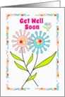 Get Well Soon Cheery Blue and Pink Flowers card