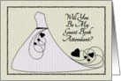 Will You Be My Guest Book Attendant? Invitation Pink Dress Hearts card