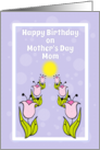 Happy Birthday on Mother’s Day Mom Cheery Row of Pink Tulips card