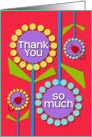 Thank You So Much Cheery Colorful Flowers and Ladybugs card