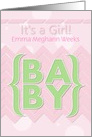 It’s a Girl Personalize Name Baby Announcement Pretty Pink card