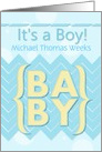 It’s a Boy Baby Announcement Personalize Name Blue and Yellow card