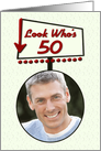 50th Birthday Party Invitation Photo Card Retro Roadside Diner Sign card