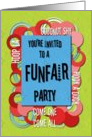 Birthday Party Invitations FunFair Games Colorful Stars and Circles card