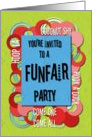 Birthday Party Invitations FunFair Games Colorful Stars and Circles card