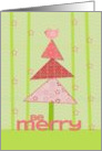 Merry Christmas Be Merry Christmas Tree and Bird with Stars card