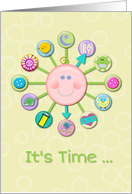 New Baby Congratulations Welcome Cute Clock It’s Time card