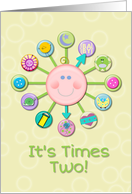 Twins New Baby Congratulations Welcome Cute Clock It’s Times Two card