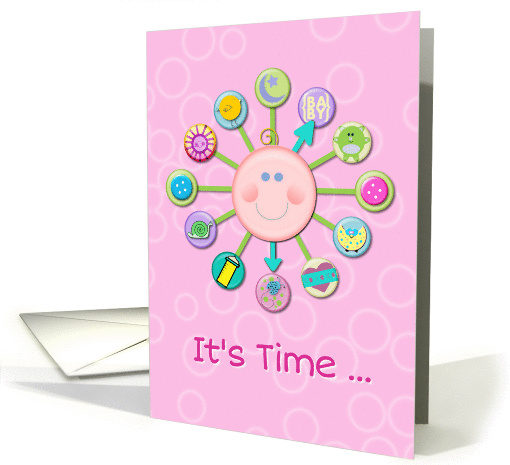 New Baby Girl Congratulations Welcome Cute Clock It's Time card
