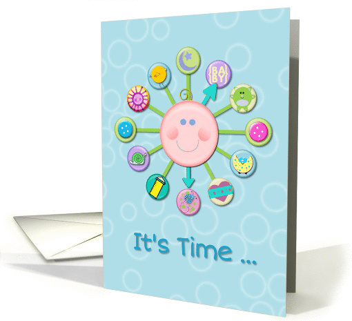 New Baby Boy Congratulations Welcome Cute Clock It's Time card