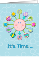 New Baby Boy Congratulations Welcome Cute Clock It’s Time card