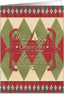 Christmas and New Year Holiday Greetings Peace and Joy card