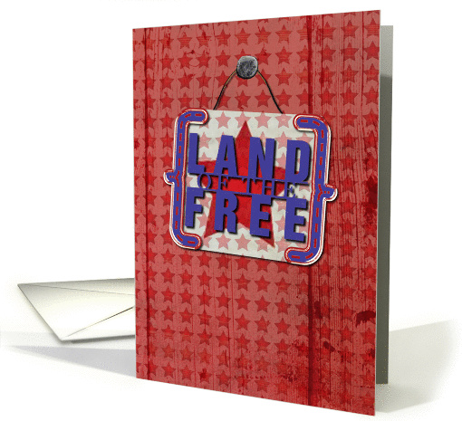Happy Veterans Day Land of the Free Rustic Door Sign card (1120528)