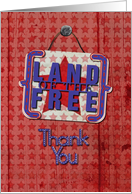 Thank You Veteran Land of the Free Rustic Door Sign card