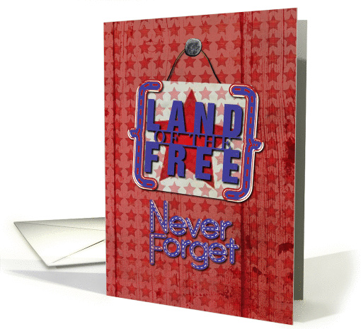 Memorial Day Never Forget Land of the Free Rustic Door Sign card