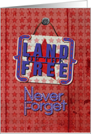 Memorial Day Never Forget Land of the Free Rustic Door Sign card