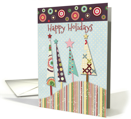Happy Holidays Colorful Patterned Trees and Circles card (1123852)