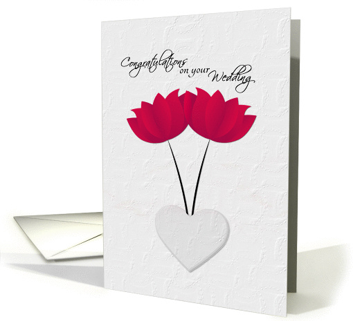 Lesbian Wedding Congratulations Red Flowers and Heart card (1136098)