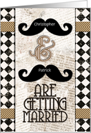 Gay Wedding Announcements Custom Names Vintage Mustaches card