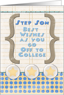 Step Son Off to College Best Wishes Stars and Notebook Paper card