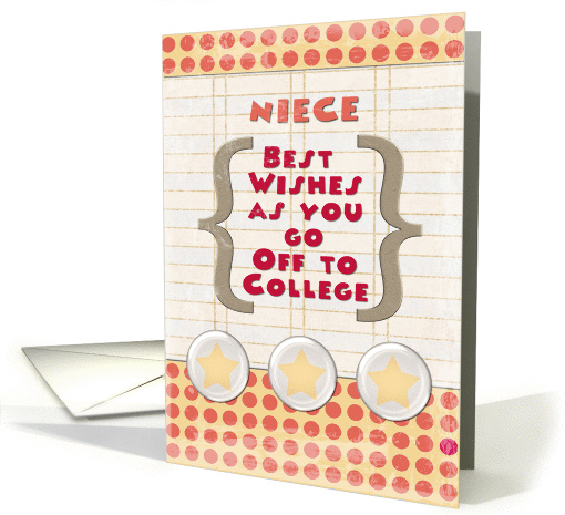 Niece Off to College Best Wishes Stars and Notebook Paper card
