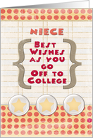 Niece Off to College Best Wishes Stars and Notebook Paper card