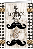 Gay Bachelor Party Invitations Custom Names Vintage Mustaches card