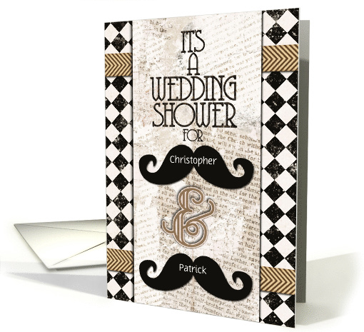 Gay Wedding Shower Invitations Custom Names Vintage Mustaches card