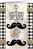 Gay Wedding Shower Invitations Custom Names Vintage Mustaches card