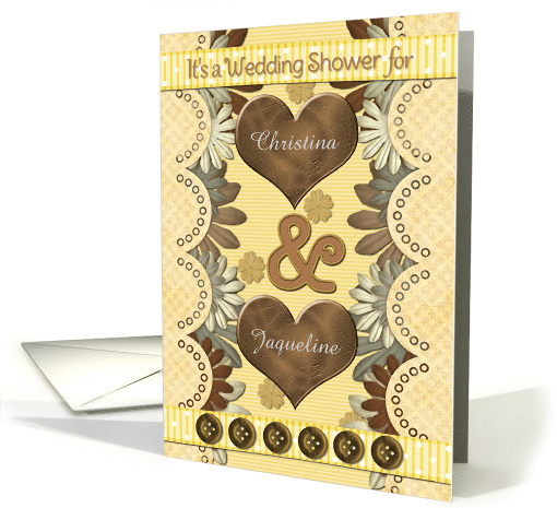 Lesbian Wedding Shower Invitations Custom Names Hearts... (1144090)