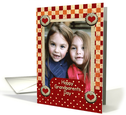 Happy Grandparents Day Checkerboard Hearts Photo card (1147730)