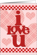 Happy Valentine’s Day Checkerboard and Hearts I Love You card